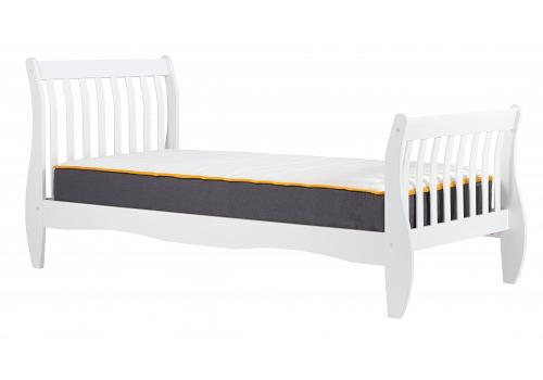 3ft Single White, wood curved sleigh style bed frame bedstead 1